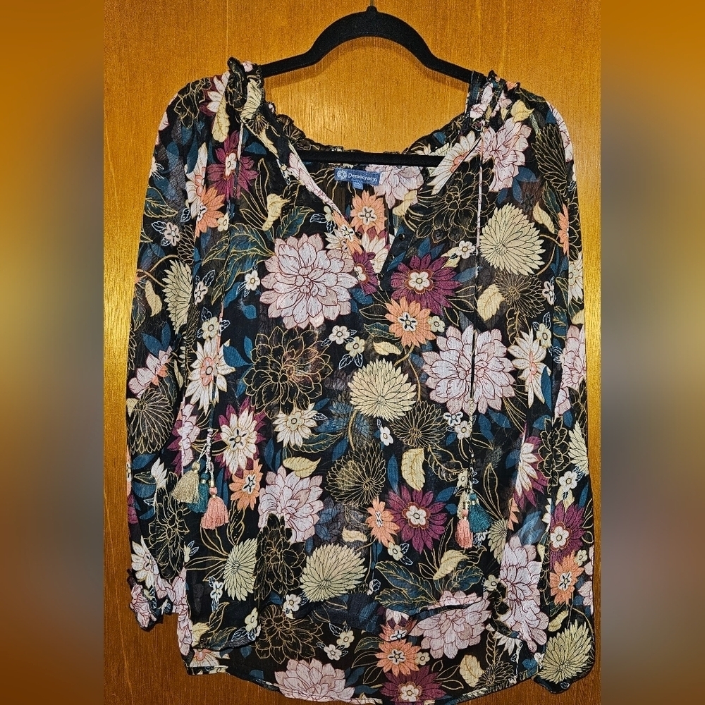Boho Chic Floral Blouson Top w/ Matching Cami Size PL NWOT